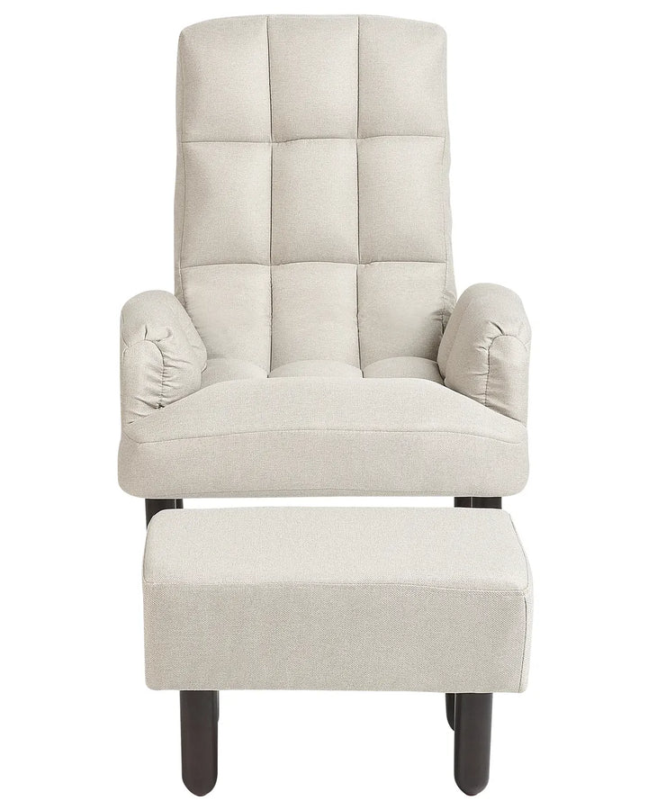 Recliner Chair with Footstool Faux Linen Light Beige Ambrie