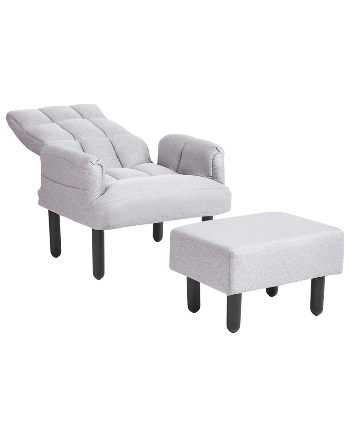 Recliner Chair with Footstool Fabric Grey Ambrie