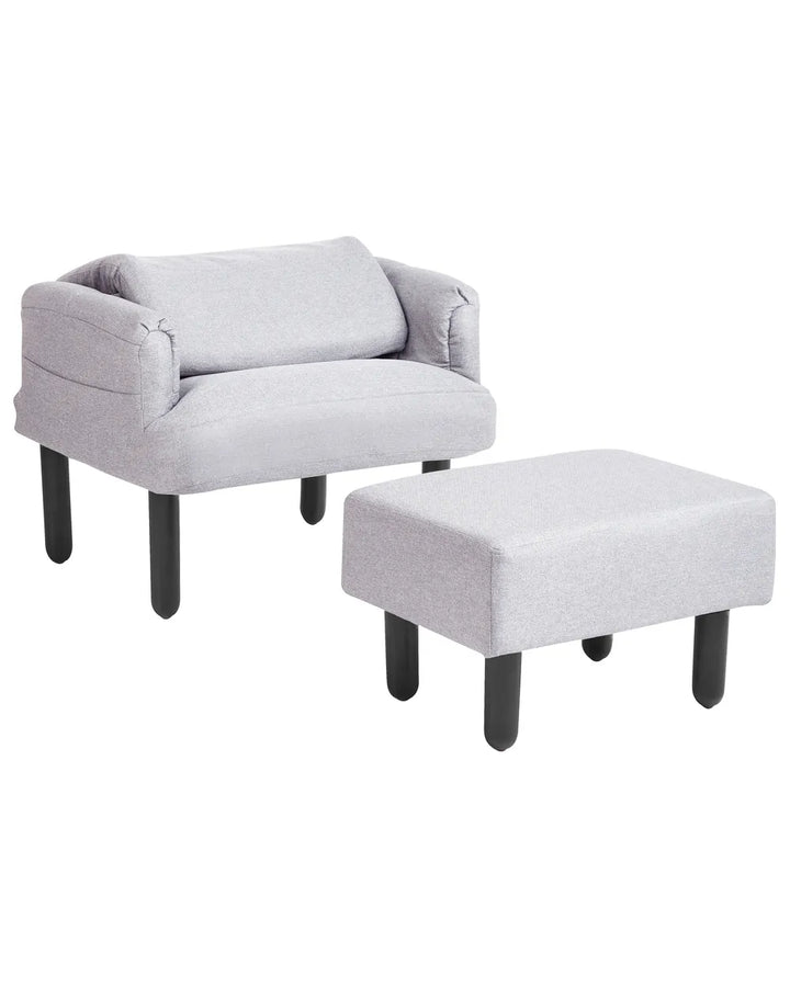 Recliner Chair with Footstool Fabric Grey Ambrie