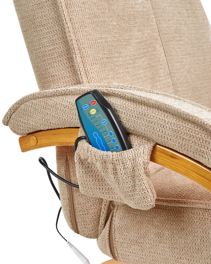 Massage Chair with Footstool Fabric Beige Arliana