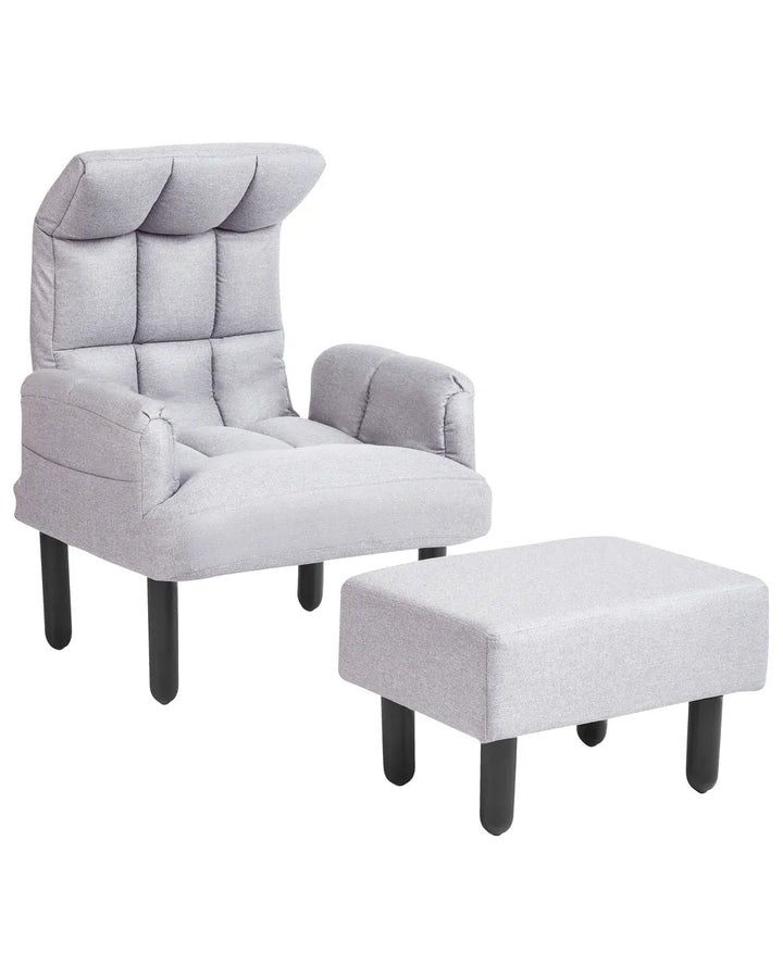 Recliner Chair with Footstool Fabric Grey Ambrie