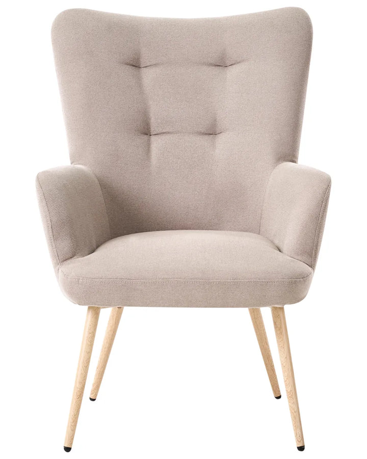 Wingback Chair with Footstool Fabric Beige Zianah