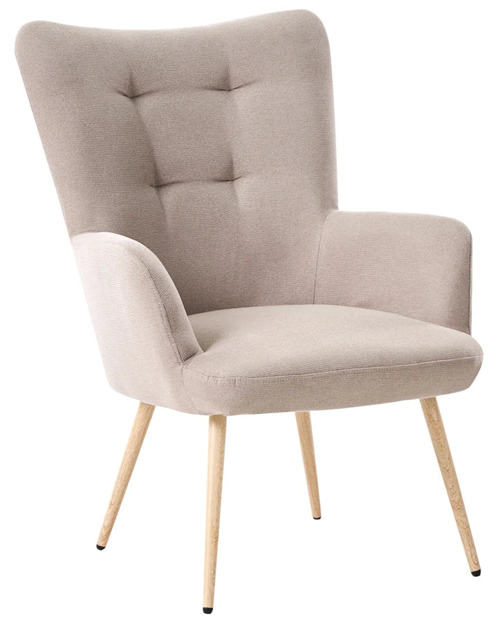 Wingback Chair with Footstool Fabric Beige Zianah