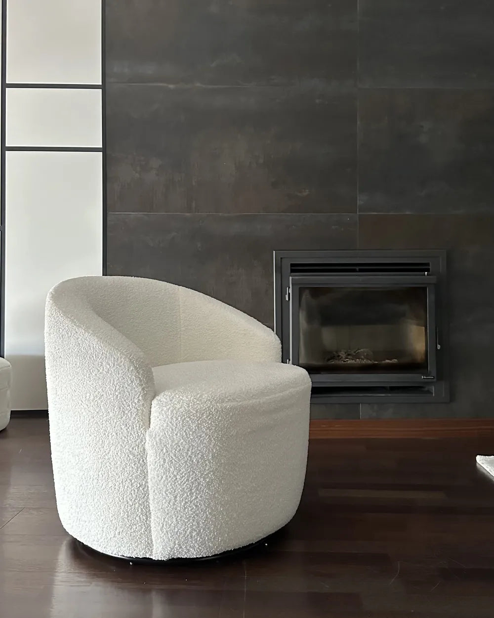 Swivel Armchair Boucle Off-White Halcott