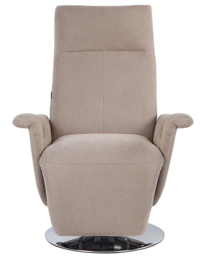 Recliner Chair With Footrest Fabric Taupe Keyri