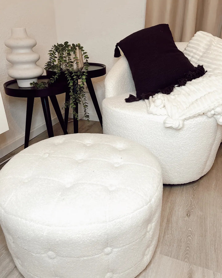 Swivel Armchair Boucle Off-White Halcott
