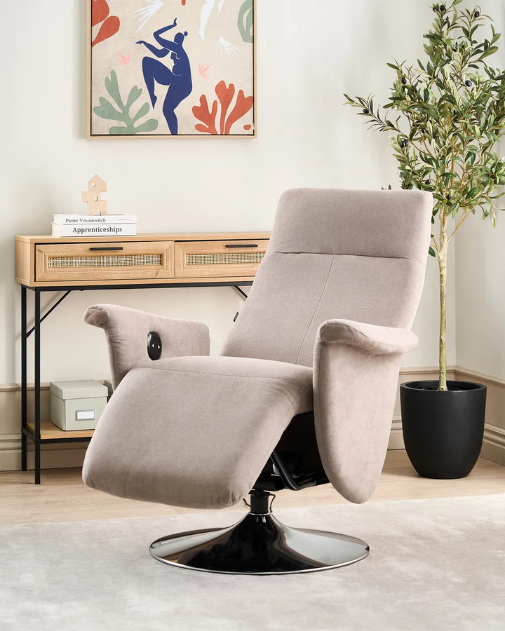 Recliner Chair With Footrest Fabric Taupe Keyri