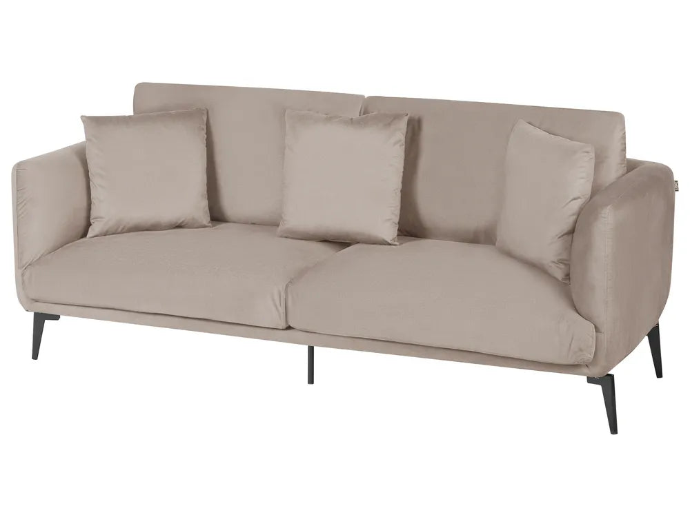 Sofa 3 Seater Velvet Beige Palmieri