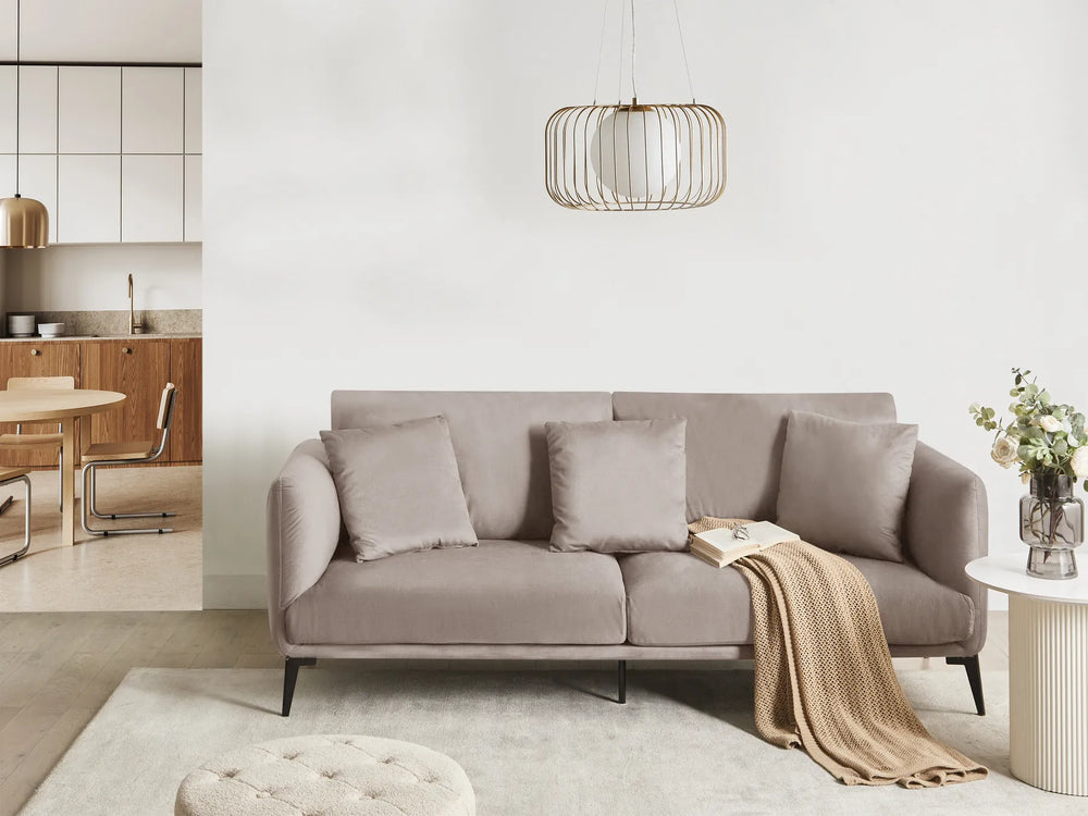 Elegant and comfortable beige velvet sofa