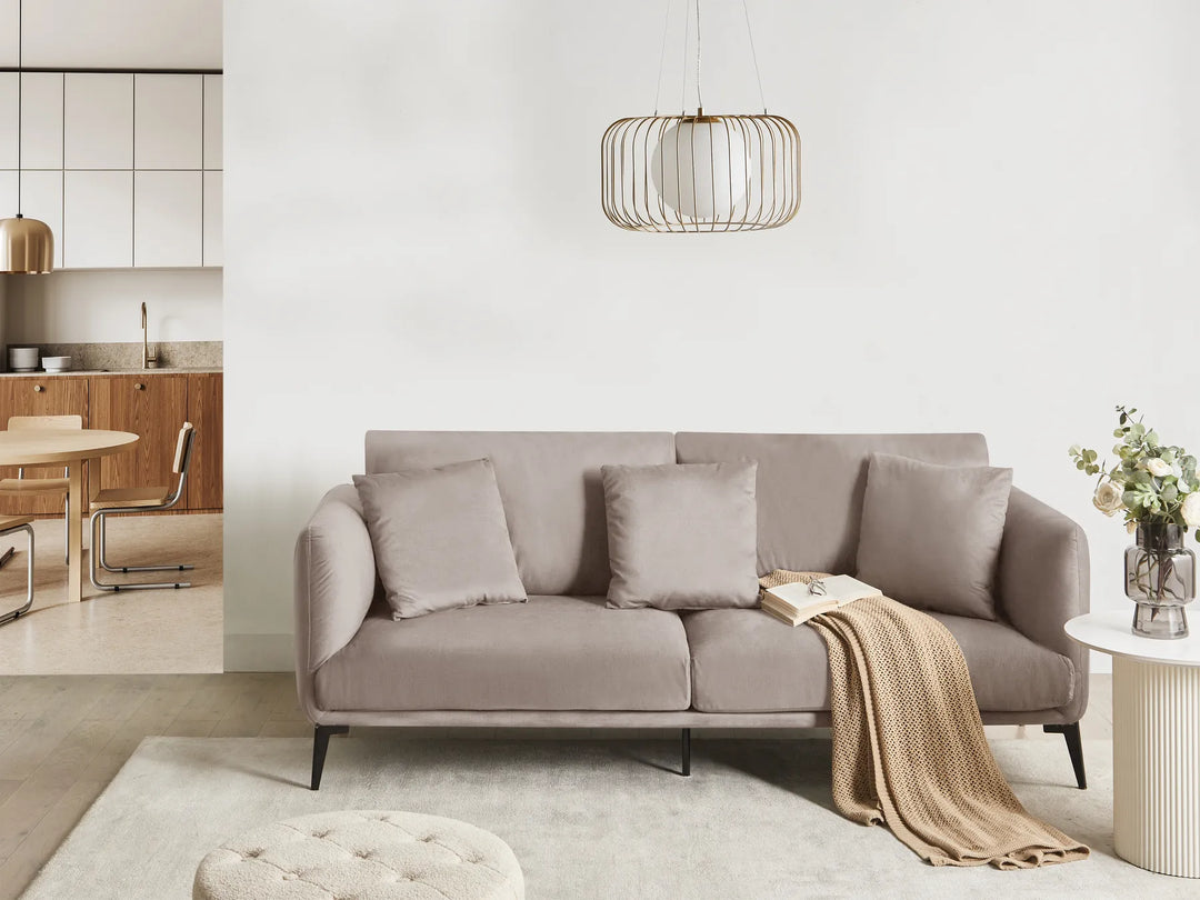 Elegant and comfortable beige velvet sofa