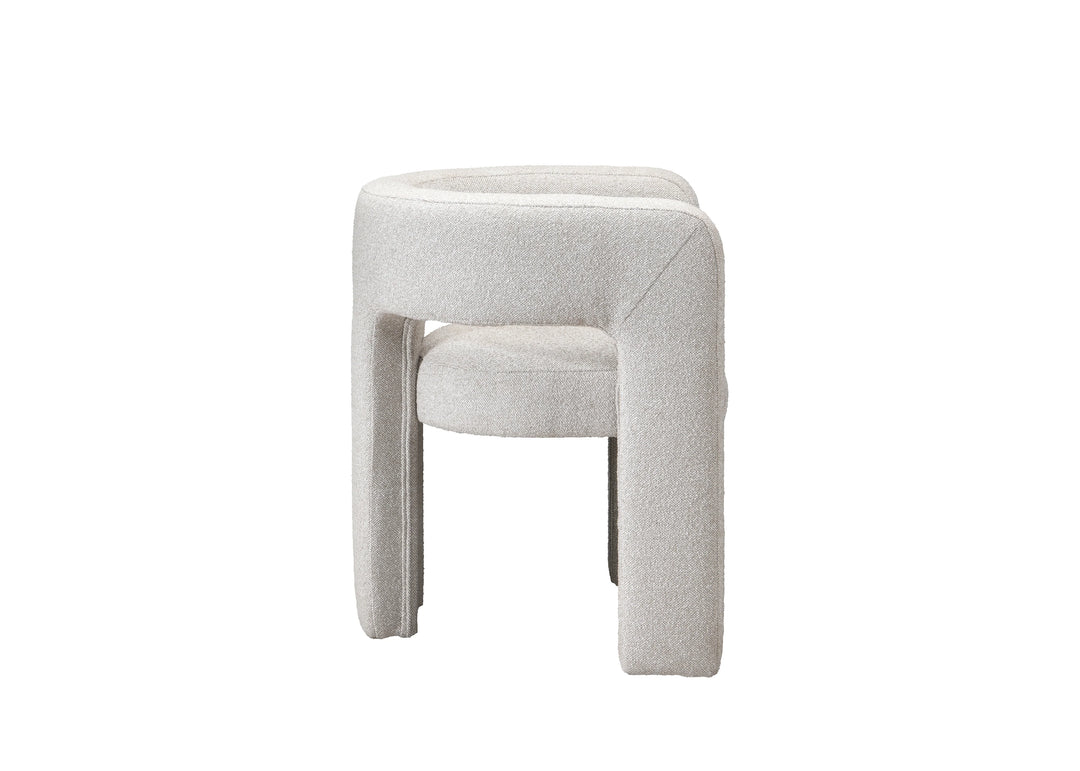 Crescent Mink Boucle Three Leg Boucle Armchair