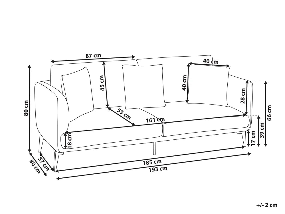 Sofa 3 Seater Velvet Beige Palmieri