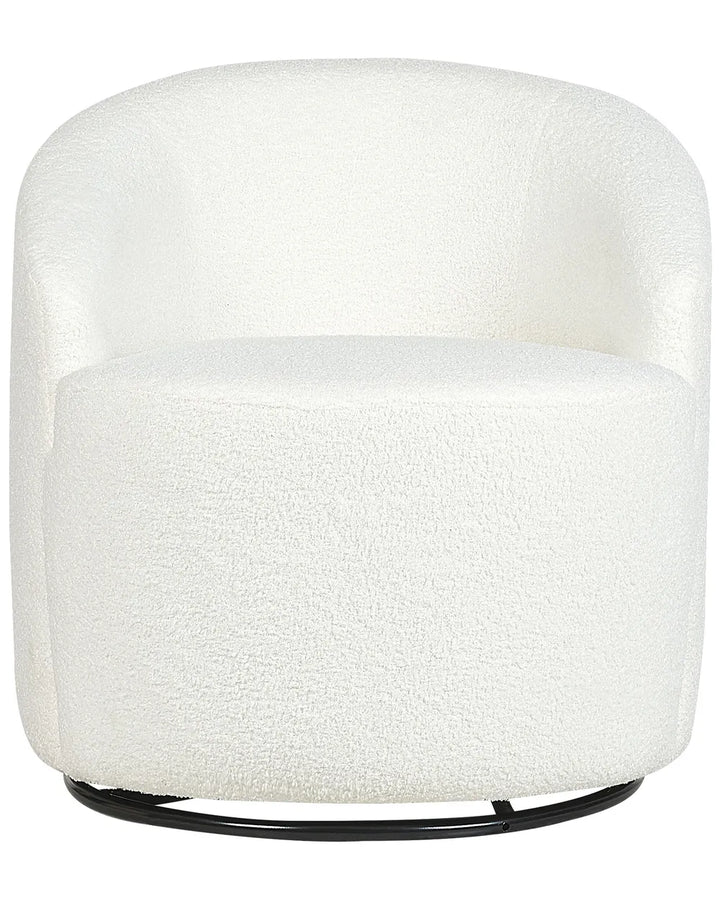 Swivel Armchair Boucle Off-White Halcott