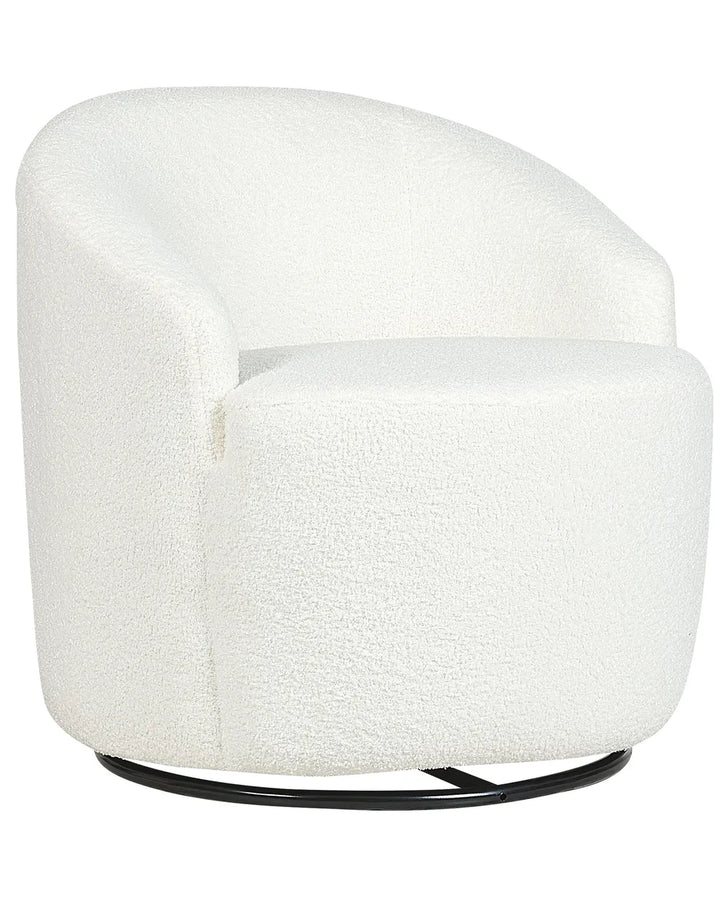 Swivel Armchair Boucle Off-White Halcott