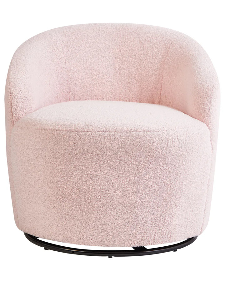 Swivel Armchair Boucle Pastel Pink Halcott