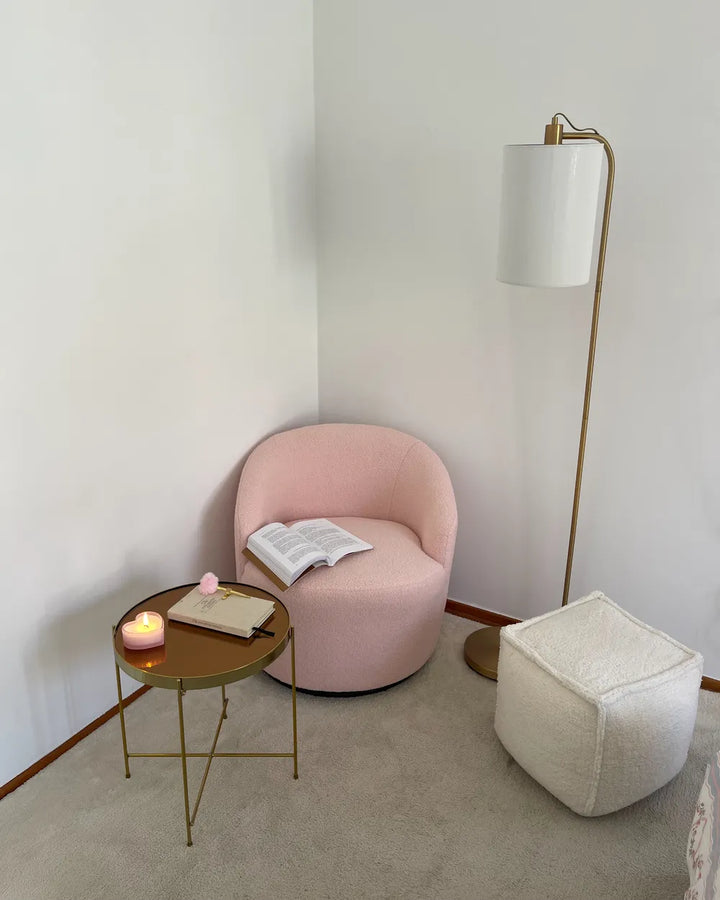 Swivel Armchair Boucle Pastel Pink Halcott