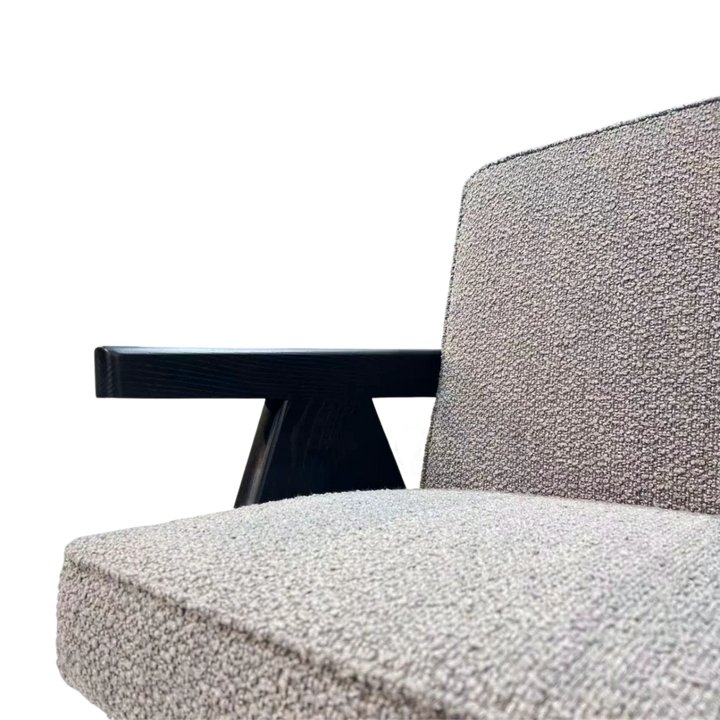 Ross Black Wood & Grey Boucle Armchair