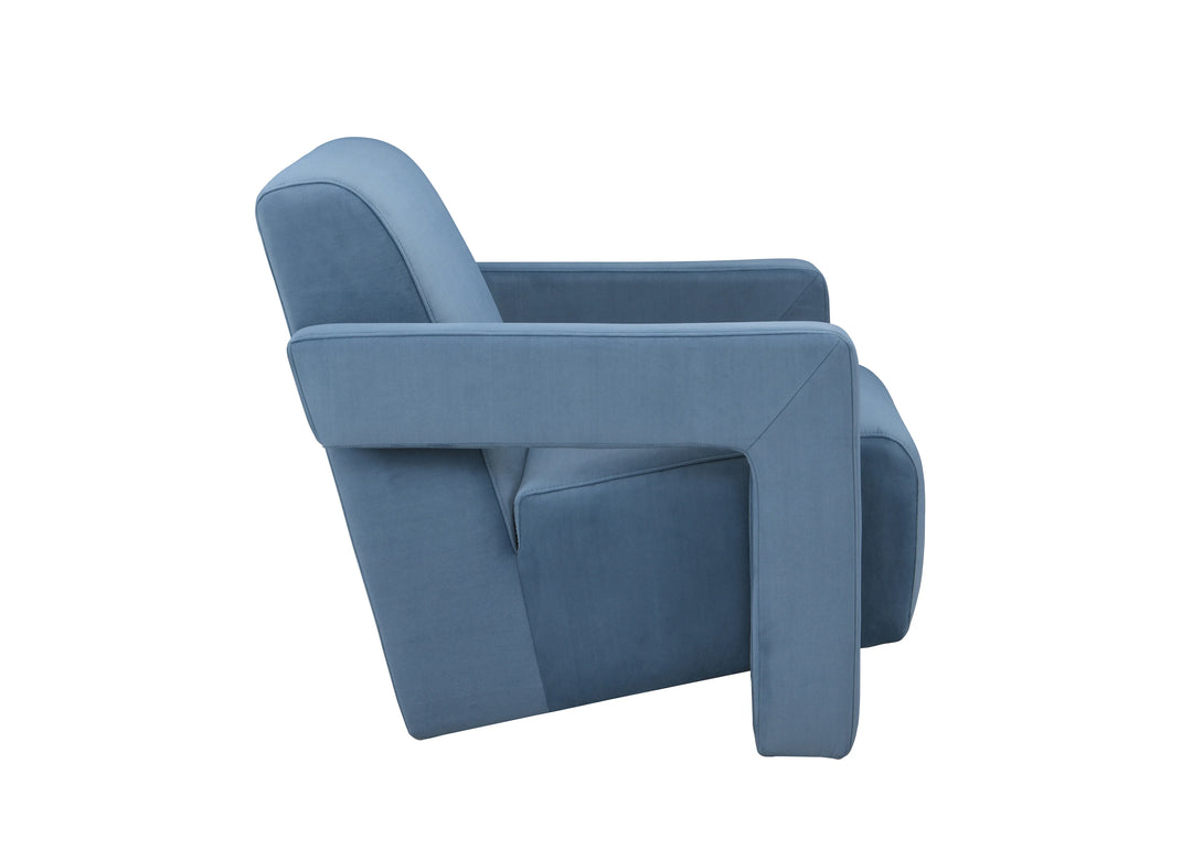 Apex Angular Blue Velvet Armchair