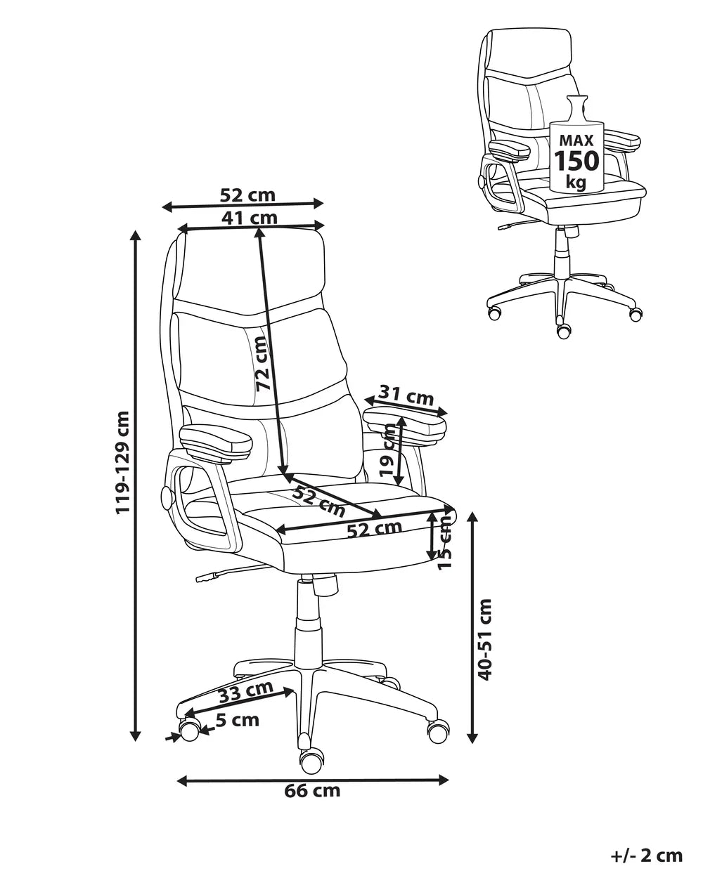 Executive Chair Faux Leather Black Louise