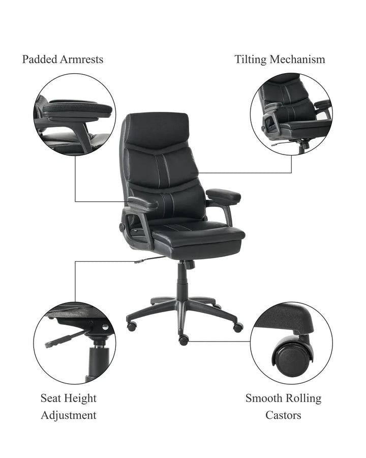 Executive Chair Faux Leather Black Louise