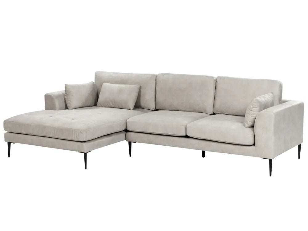 Corner Sofa 3 Seater Velvet Grey Right Hand Weller