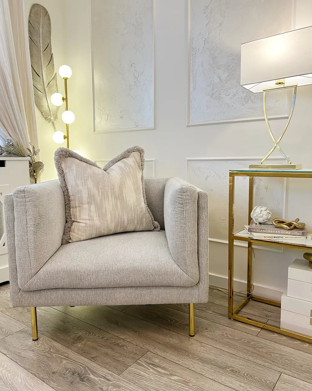 Armchair Fabric Beige Arafa