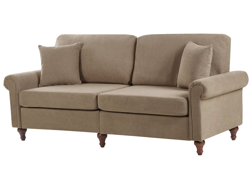 Sofa 3 Seater Fabric Brown Laurice