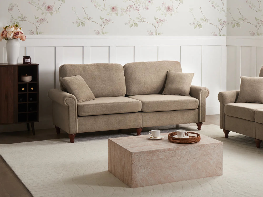 Brown fabric 3 seater sofa Laurice