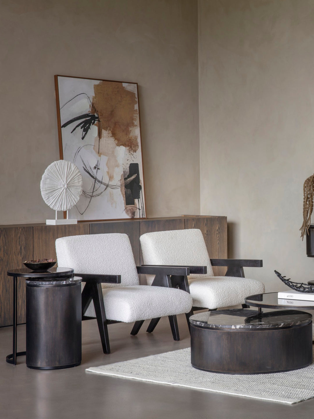 Libra Belvedere Black Nest of 2 Round Side Tables