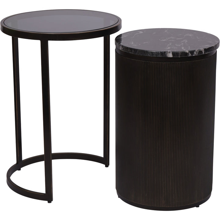 Libra Belvedere Black Nest of 2 Round Side Tables