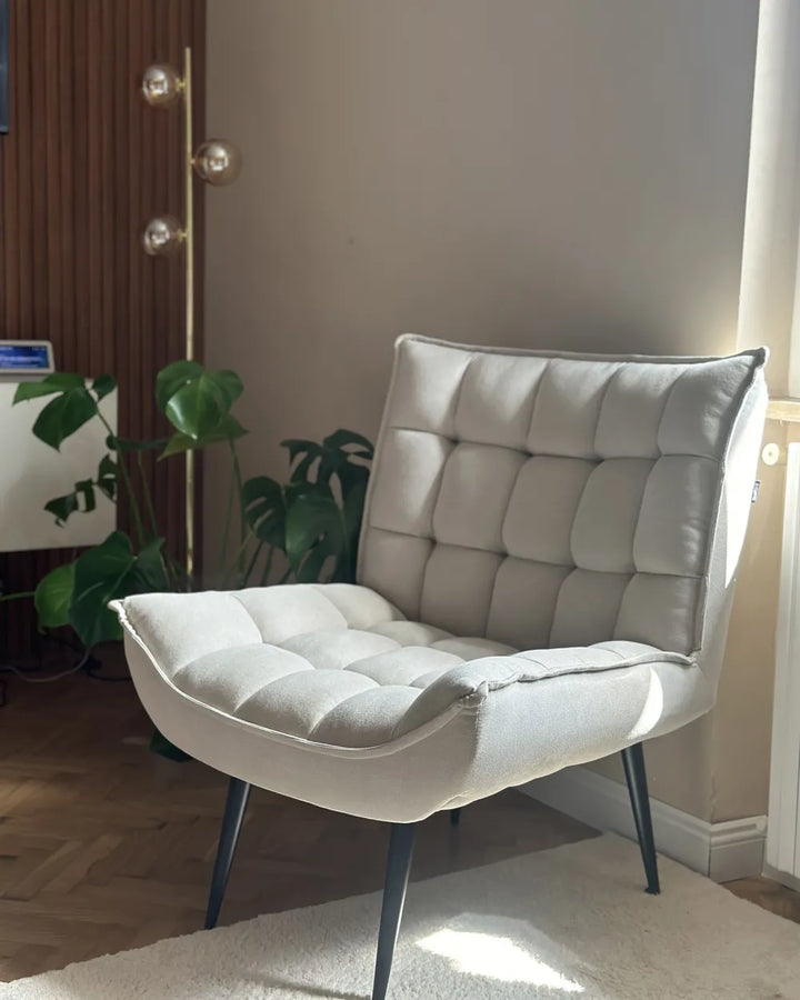 Armchair Fabric Light Beige Kronos