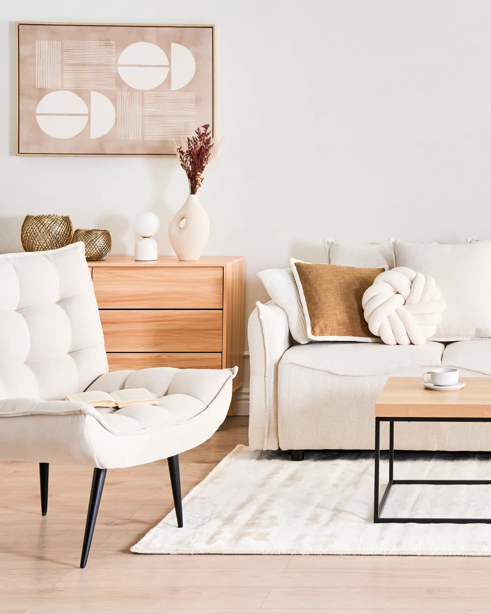 Armchair Fabric Light Beige Kronos