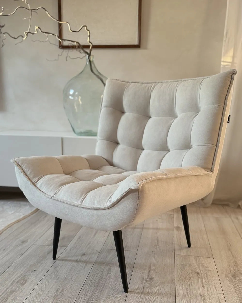 Armchair Fabric Light Beige Kronos