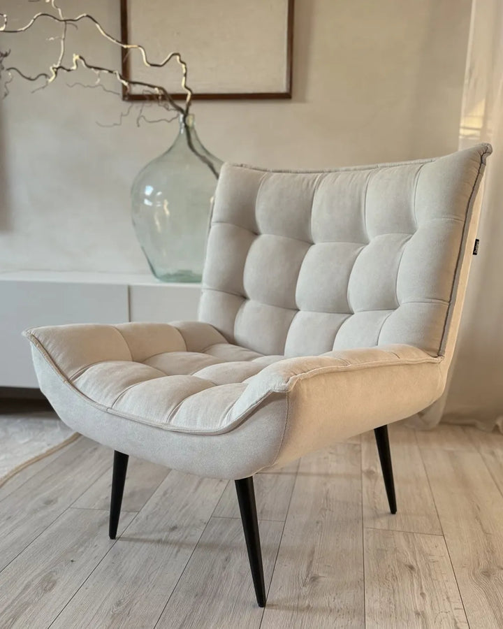 Armchair Fabric Light Beige Kronos