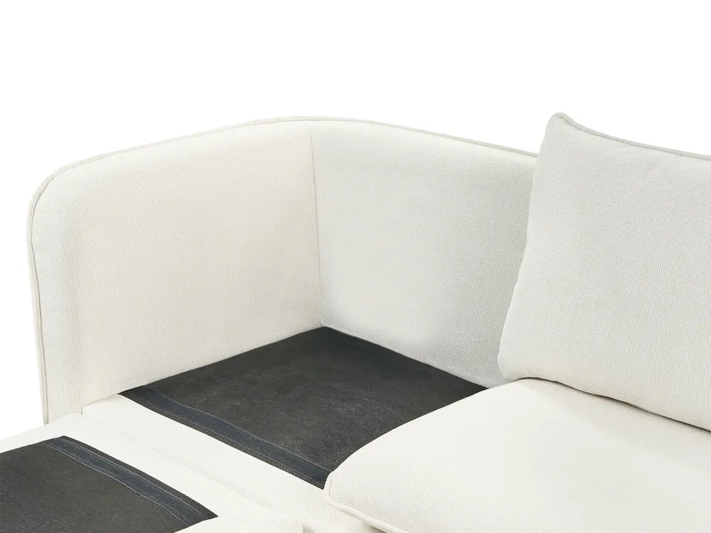 Sofa 3 Seater Fabric White with Ottoman Lilianah