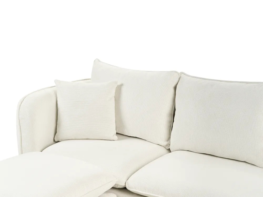 Sofa 3 Seater Fabric White with Ottoman Lilianah