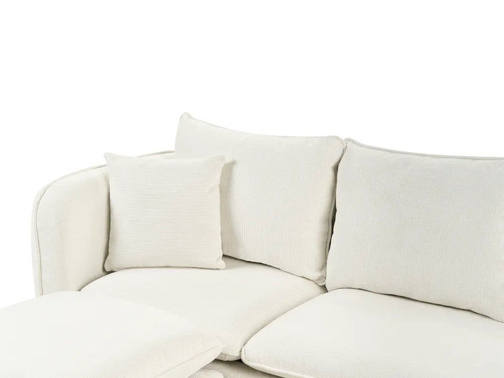 Sofa 3 Seater Fabric White with Ottoman Lilianah