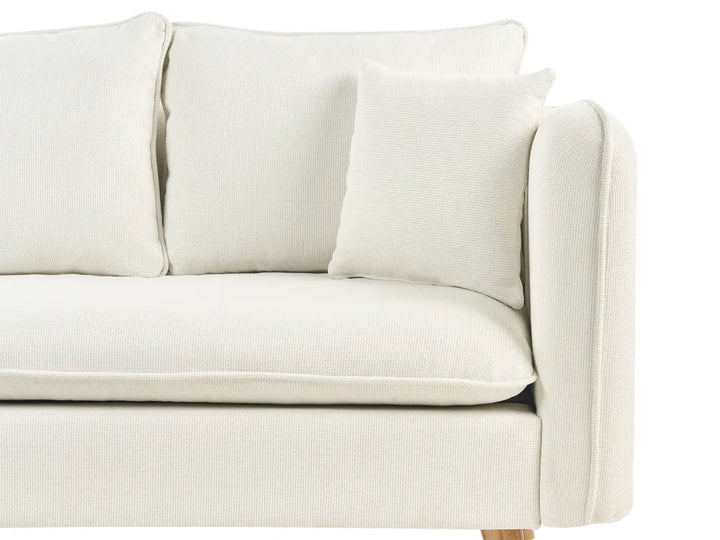 Sofa 3 Seater Fabric White with Ottoman Lilianah