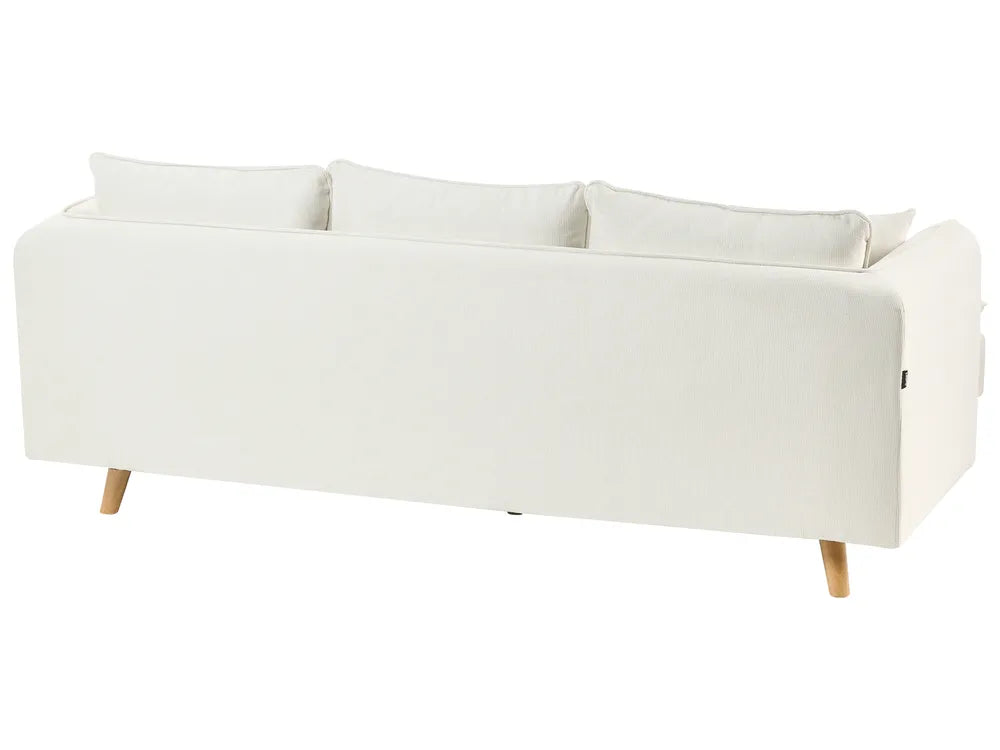 Sofa 3 Seater Fabric White with Ottoman Lilianah