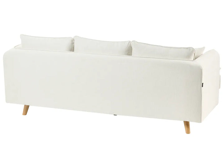 Sofa 3 Seater Fabric White with Ottoman Lilianah