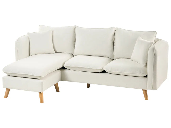 Sofa 3 Seater Fabric White with Ottoman Lilianah