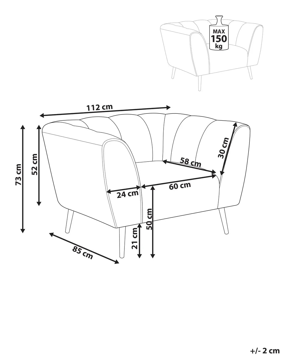 Armchair Fabric Green Anwella