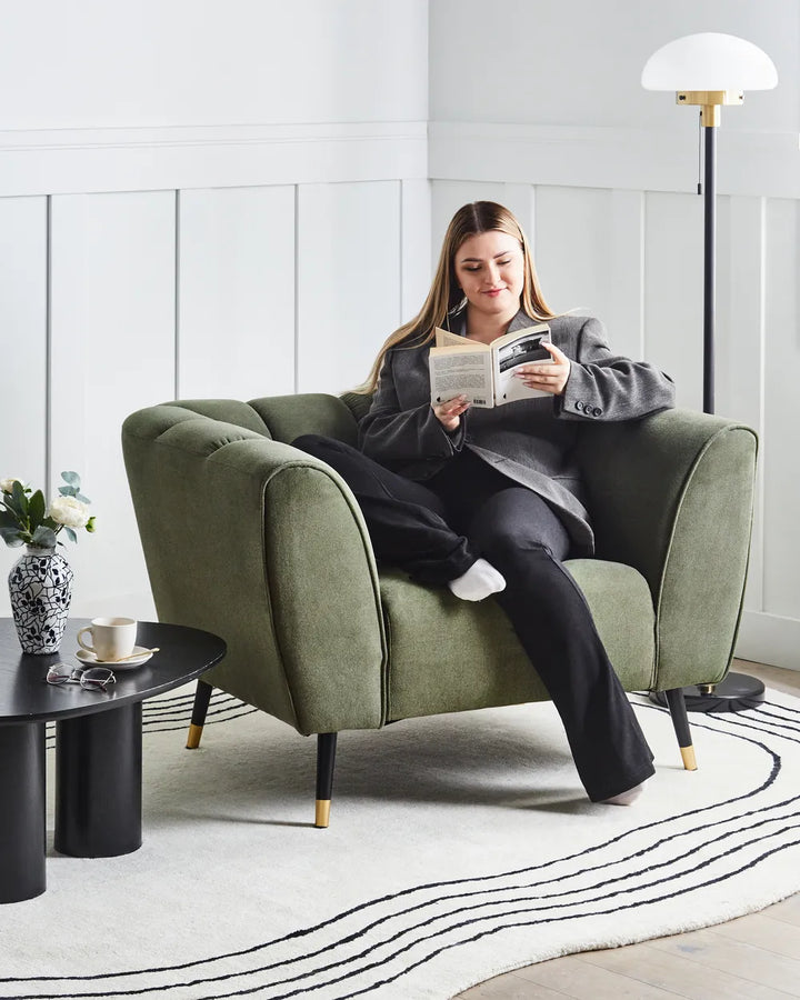 Armchair Fabric Green Anwella