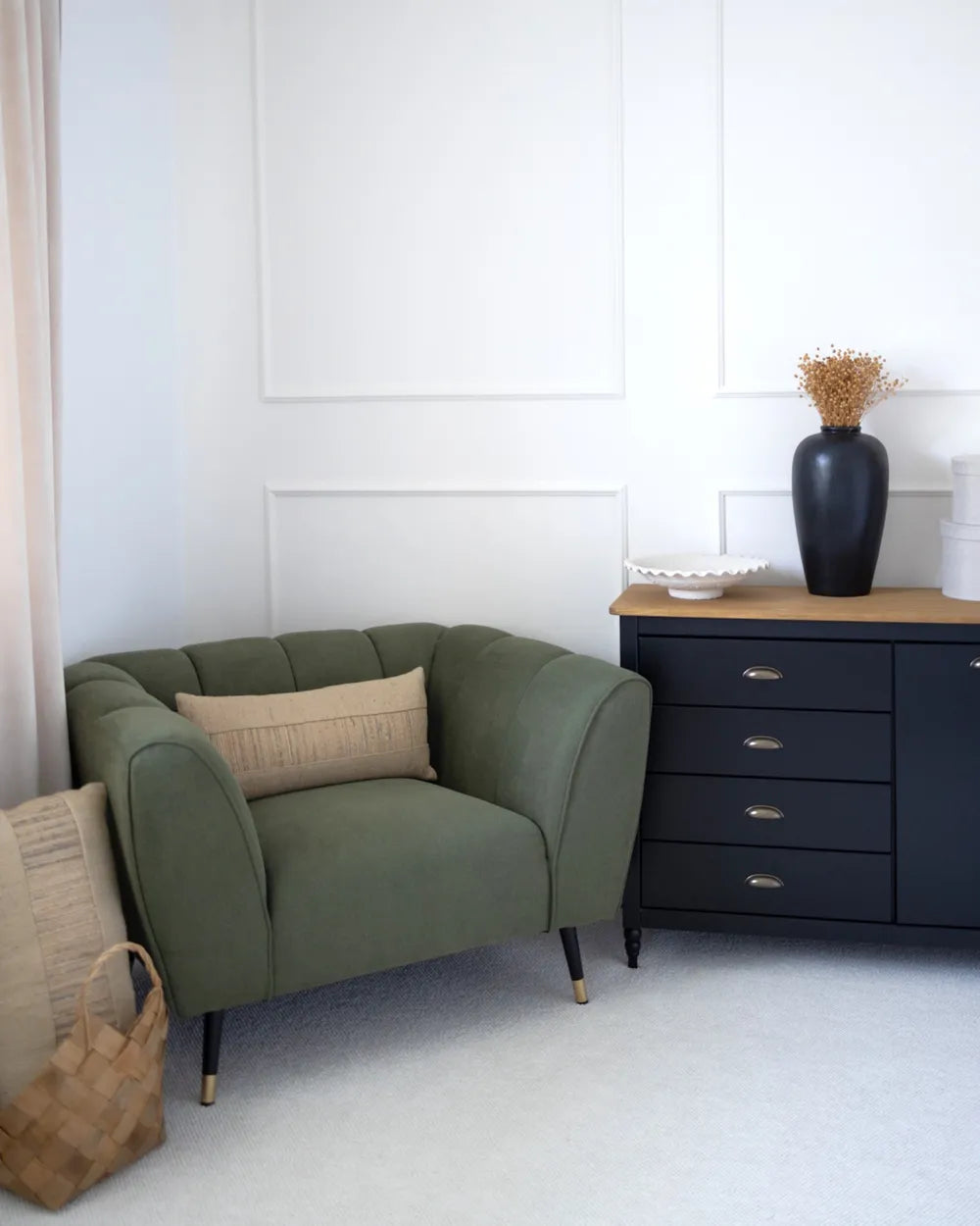 Armchair Fabric Green Anwella