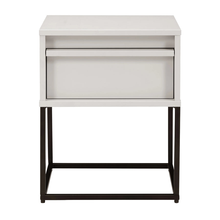Modern stone grey bedside table with sleek drawer design
