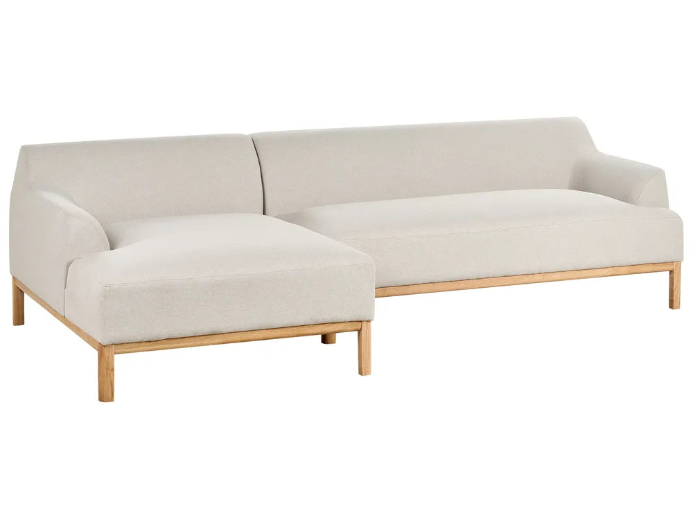 Corner Sofa 3 Seater Fabric Light Beige Right Hand Azuri