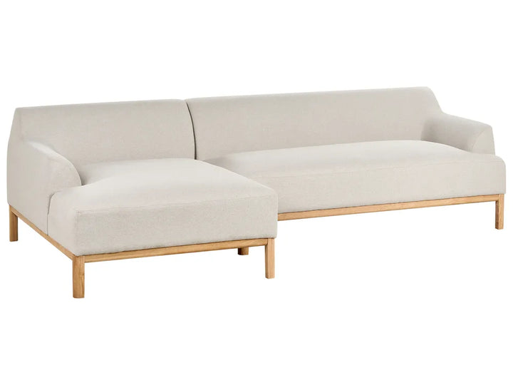 Corner Sofa 3 Seater Fabric Light Beige Right Hand Azuri