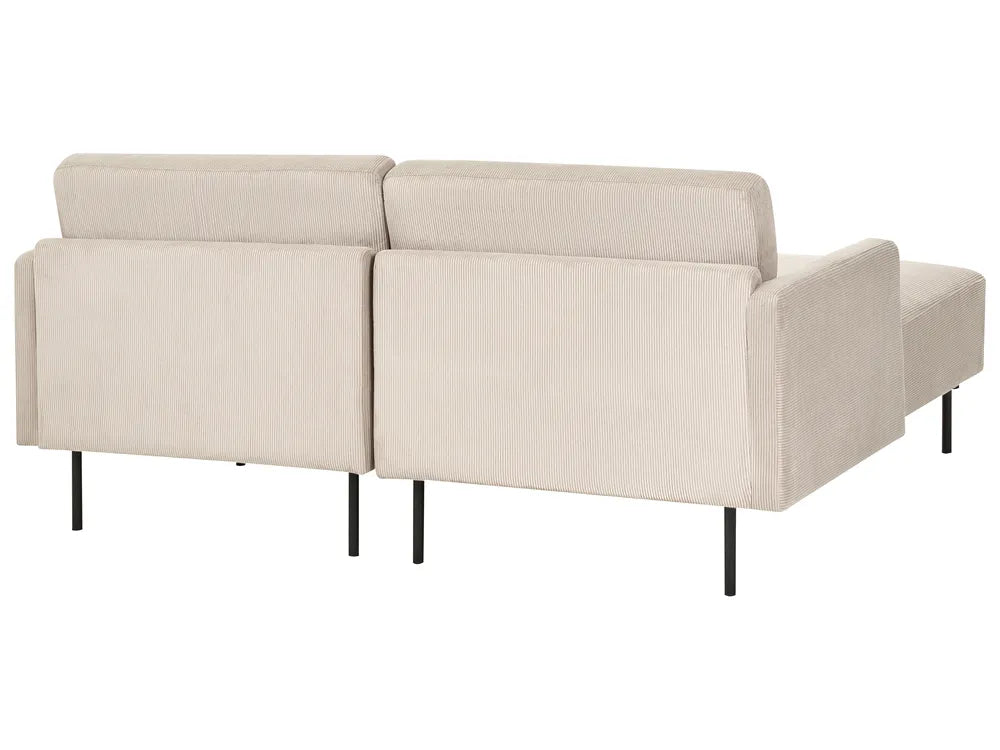 Corner Sofa 2 Seater Corduroy Beige Right Hand Shayle
