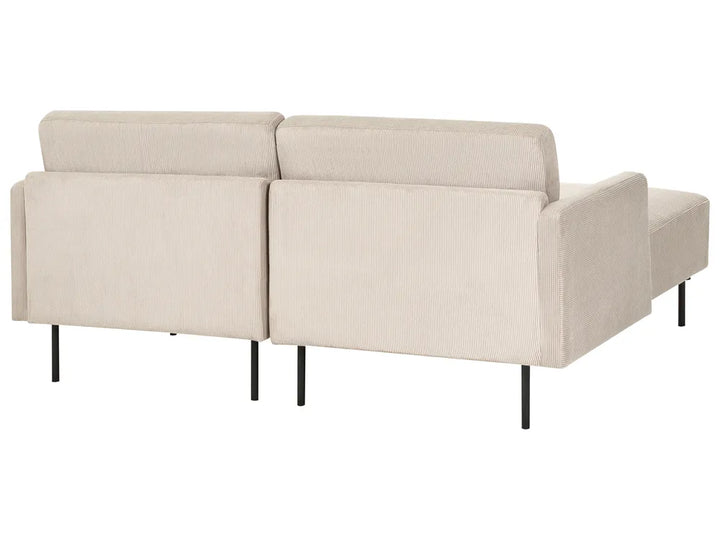 Corner Sofa 2 Seater Corduroy Beige Right Hand Shayle