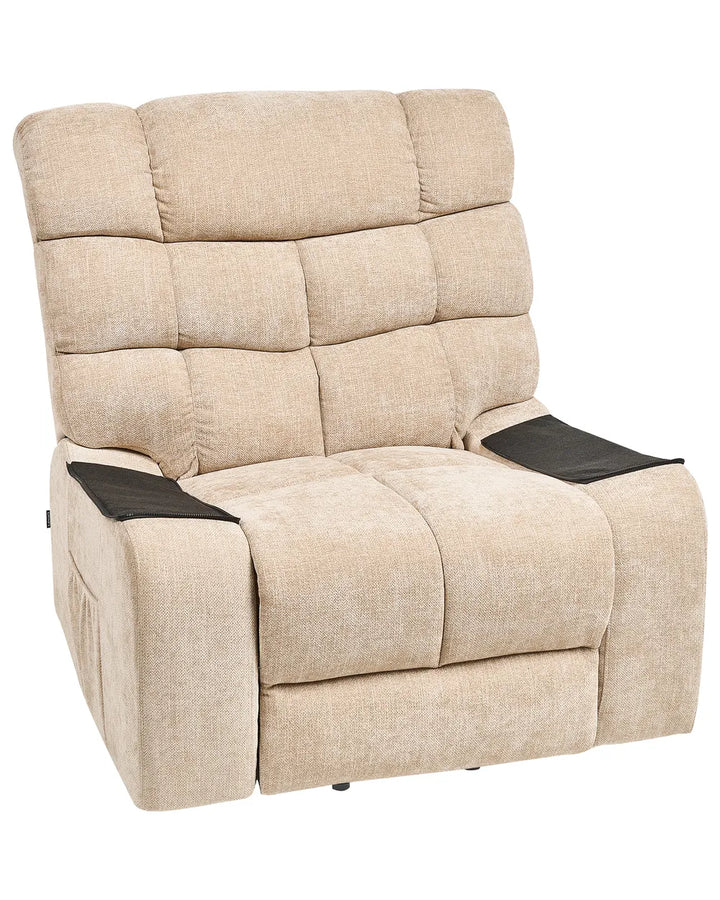 Electric Recliner Chair With Footrest Fabric Beige Keiven